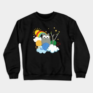 Blissful Kitty in Yarn Fantasy Crewneck Sweatshirt